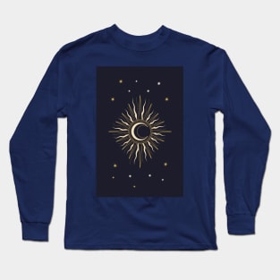 Golden Moon and Sun Astrology Long Sleeve T-Shirt